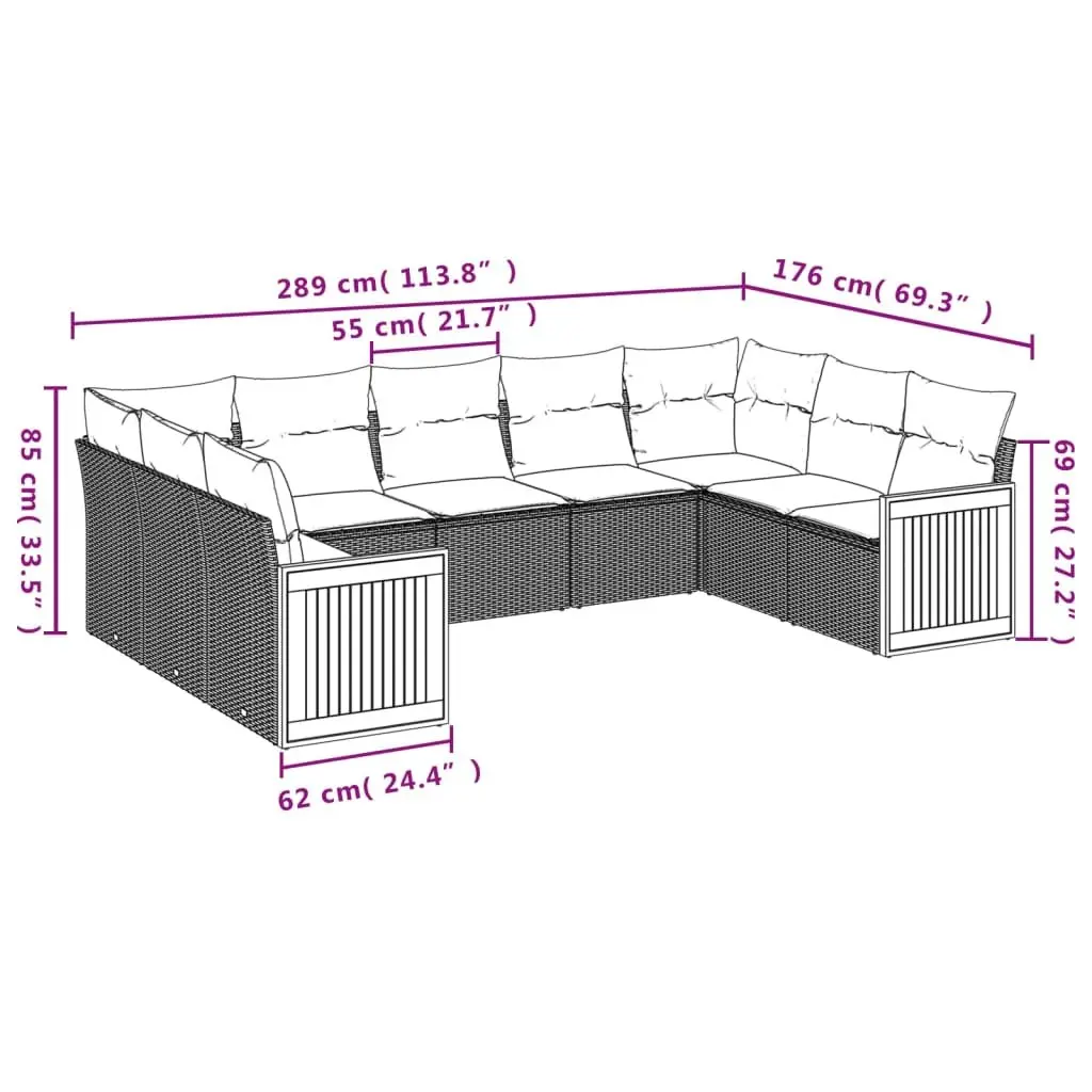 9-Piece Outdoor Sofa Set for Patios and Backyards