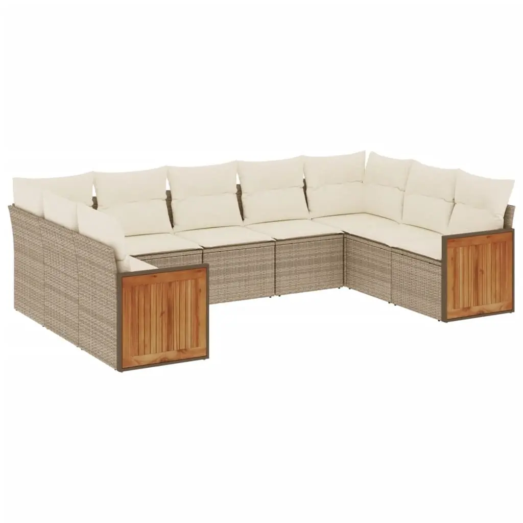 9 Piece Garden Sofa Set Outdoor Patio Furniture with Cushions Grey Rattan