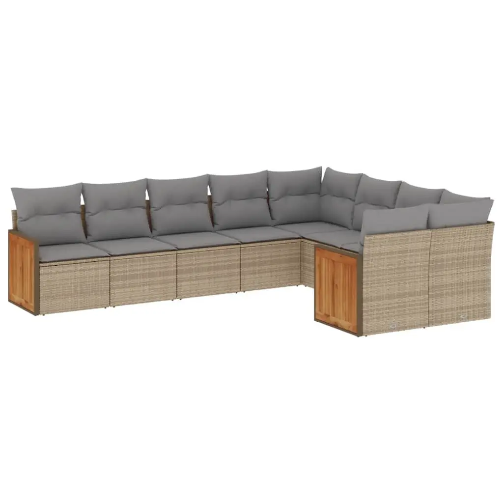 9 Piece Modular Outdoor Garden Sofa Set PE Rattan Construction Beige