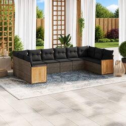 Garden Sofa Set 10 Piece Outdoor Furniture Grey Modular Patio with Cushions