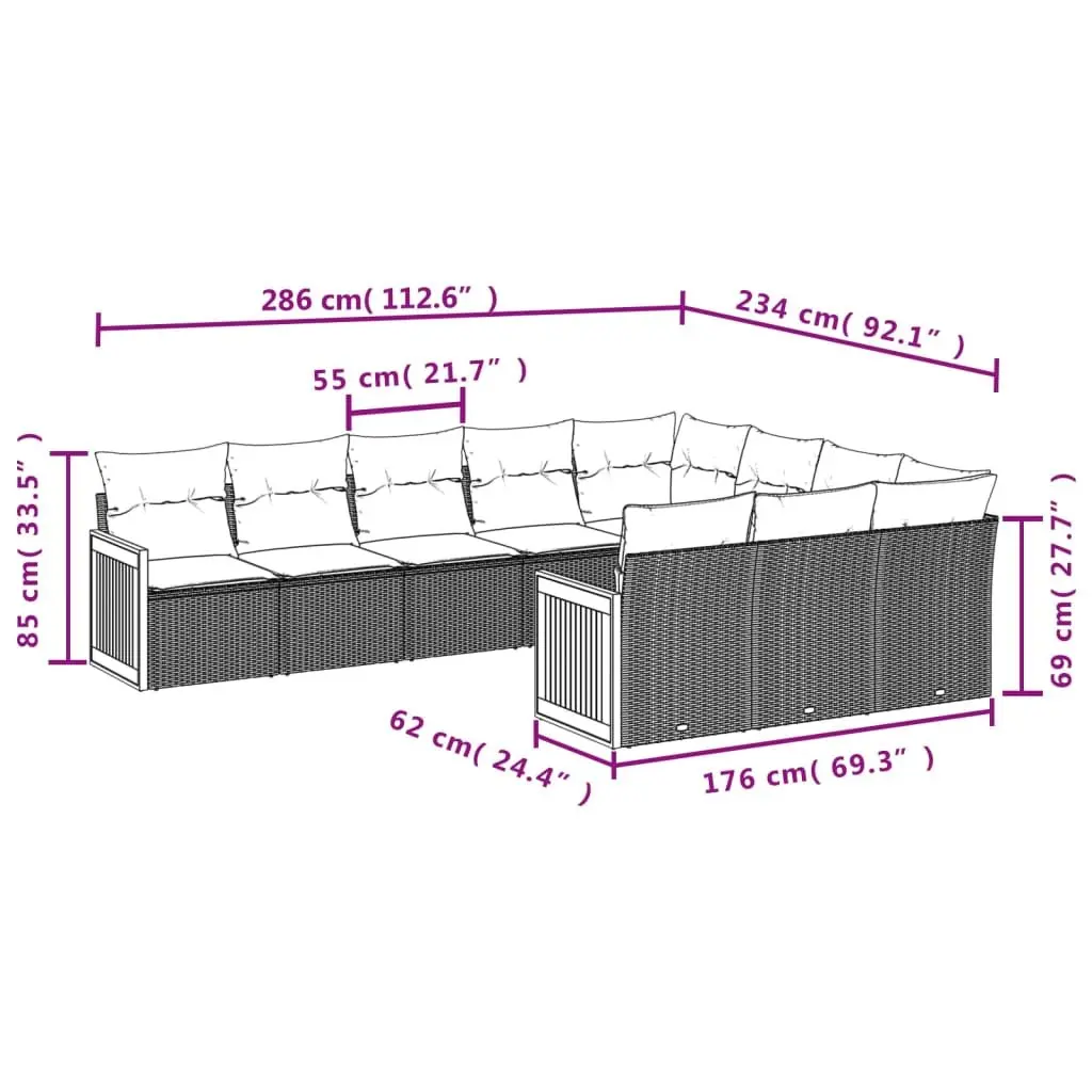 10 Piece Outdoor Sofa Set for Gatherings