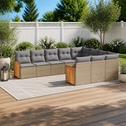 Outdoor Garden Sofa Set 10 Piece Modular Patio Furniture with Cushions Beige