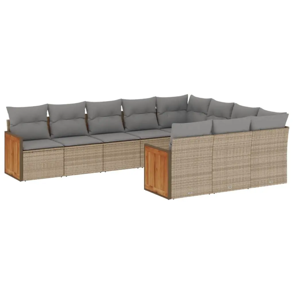 Modular Outdoor Sofa Set 10 Piece Beige PE Rattan with Cushions
