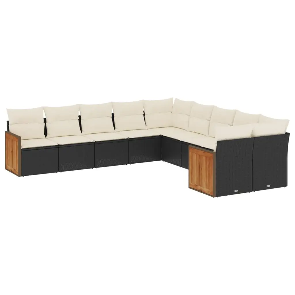 Garden Sofa Set 10 Piece Outdoor Furniture Black Patio Seating with Cushions