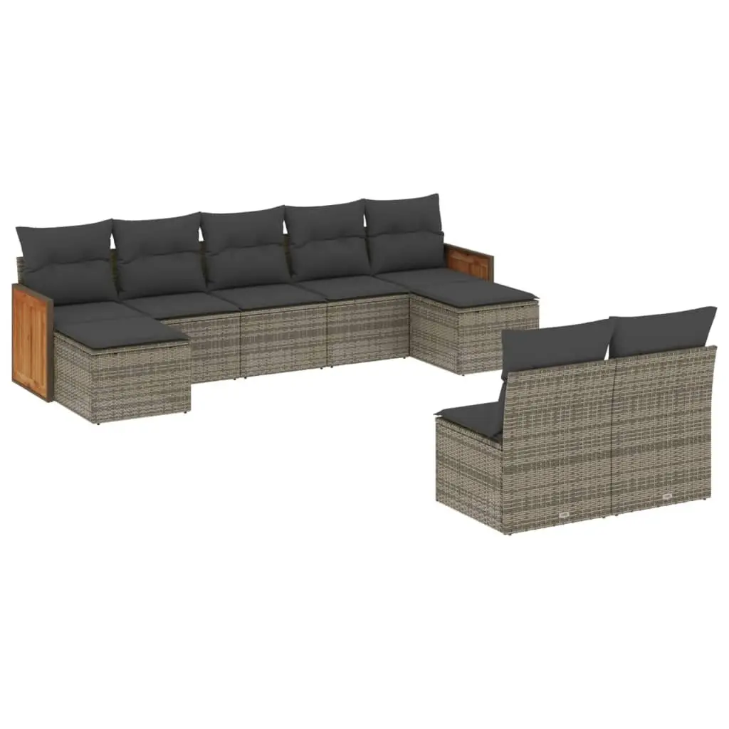 Garden Sofa Set 9 Piece Outdoor Furniture Patio Seating with Cushions Grey