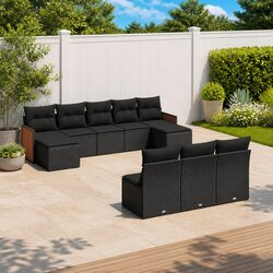 Practical 10-Piece Modular Rattan Sofa for Outdoor Use