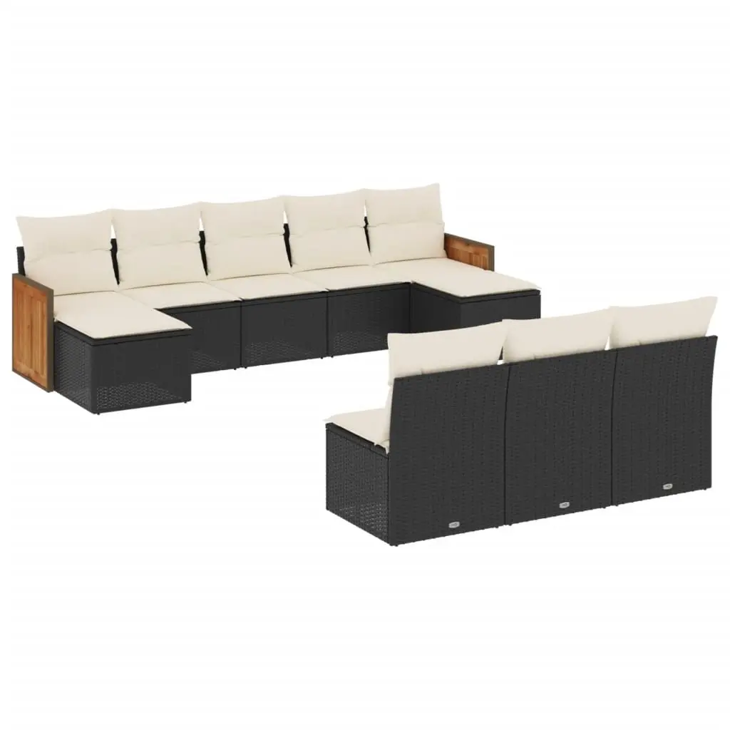 Garden Sofa Set 10 Piece Outdoor Furniture Black Poly Rattan Modular Patio