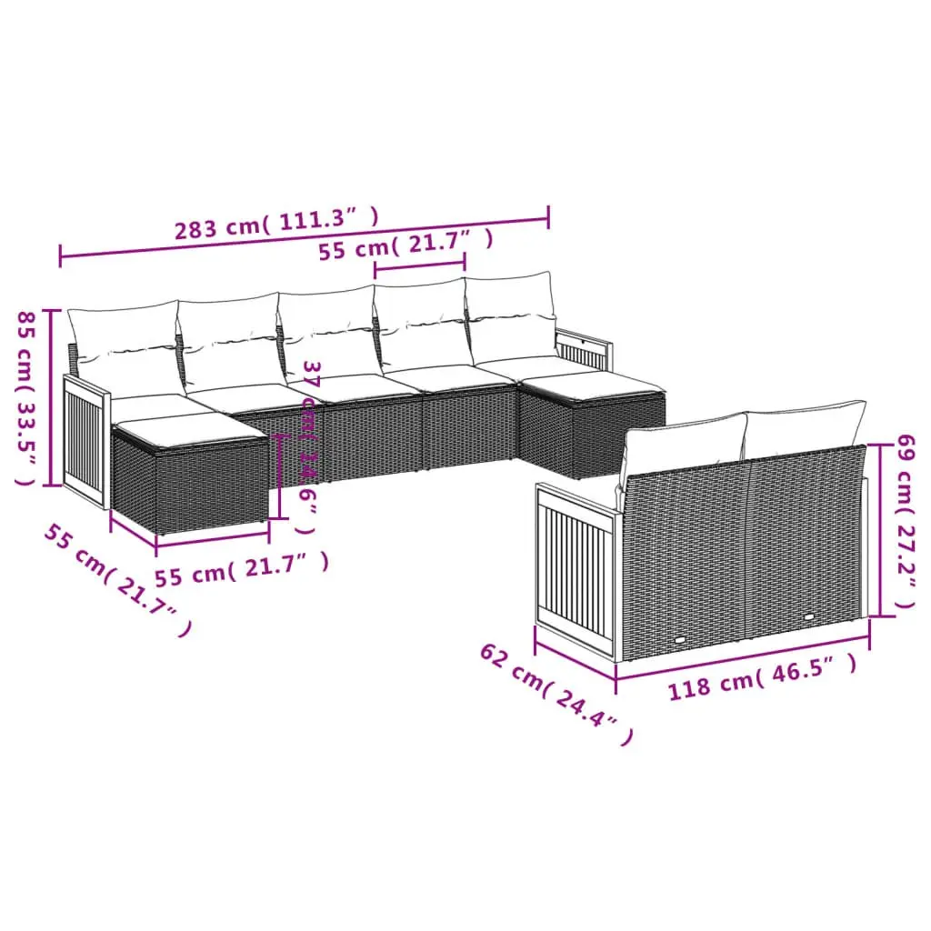 9 Piece Garden Sofa Set for Outdoor Spaces