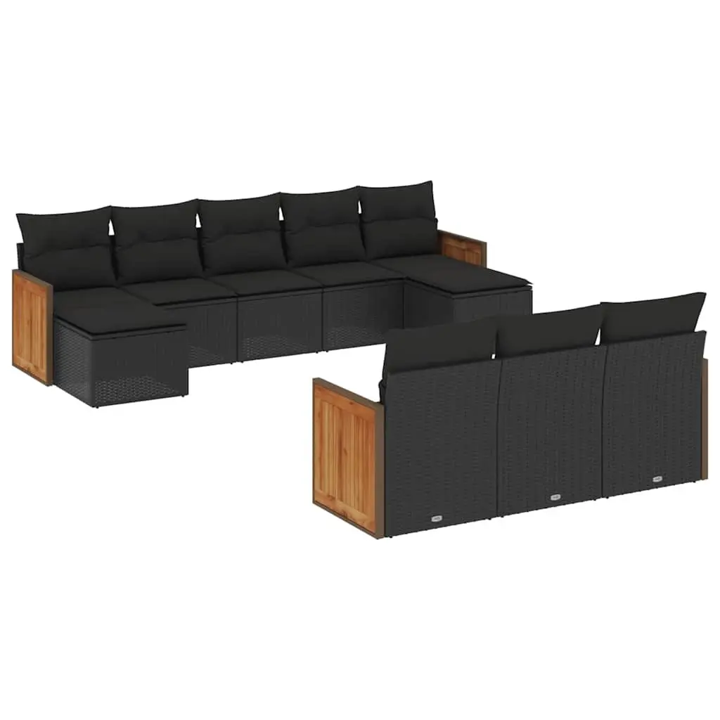 10 Piece Garden Sofa Set PE Rattan Outdoor Furniture Patio Lounge Black