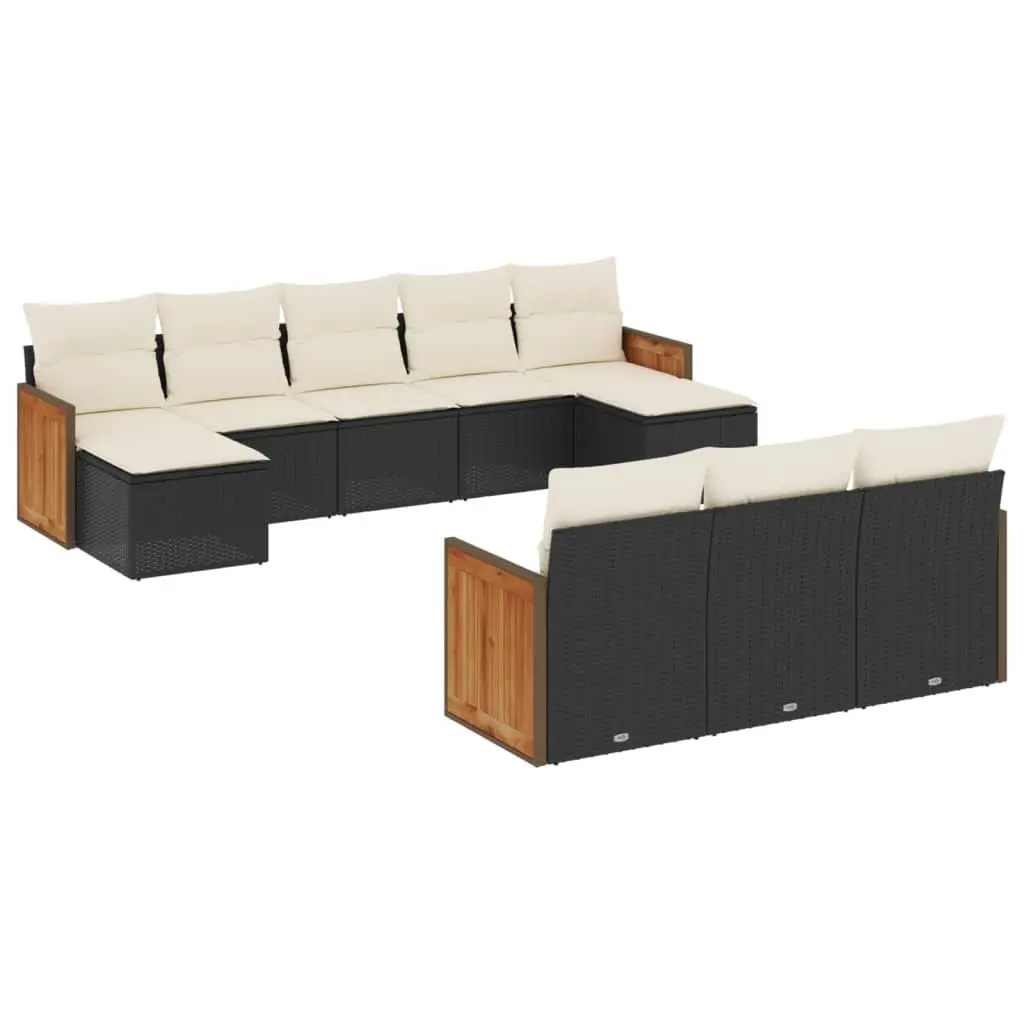 Garden Sofa Set 10 Piece Outdoor Furniture Patio Seating Black with Cushions