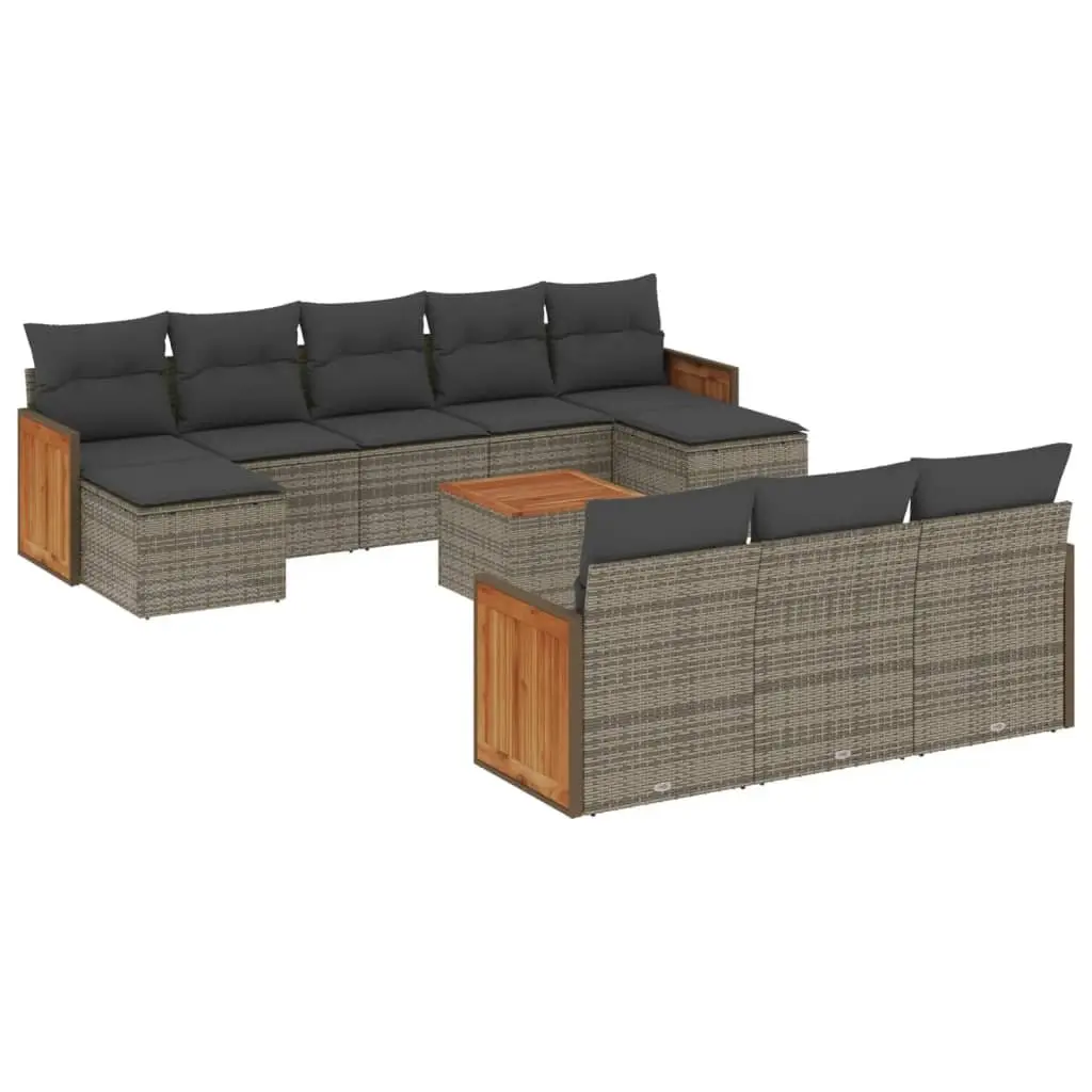 Garden Sofa Set 11 Piece Outdoor Furniture Grey Poly Rattan Patio Seating