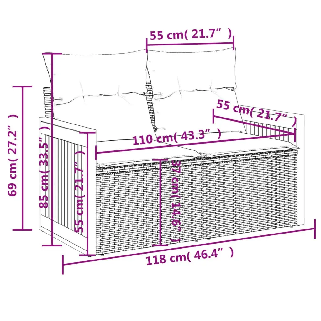 Garden Sofa Set 11 Piece Outdoor Patio Furniture Modular Black Poly Rattan
