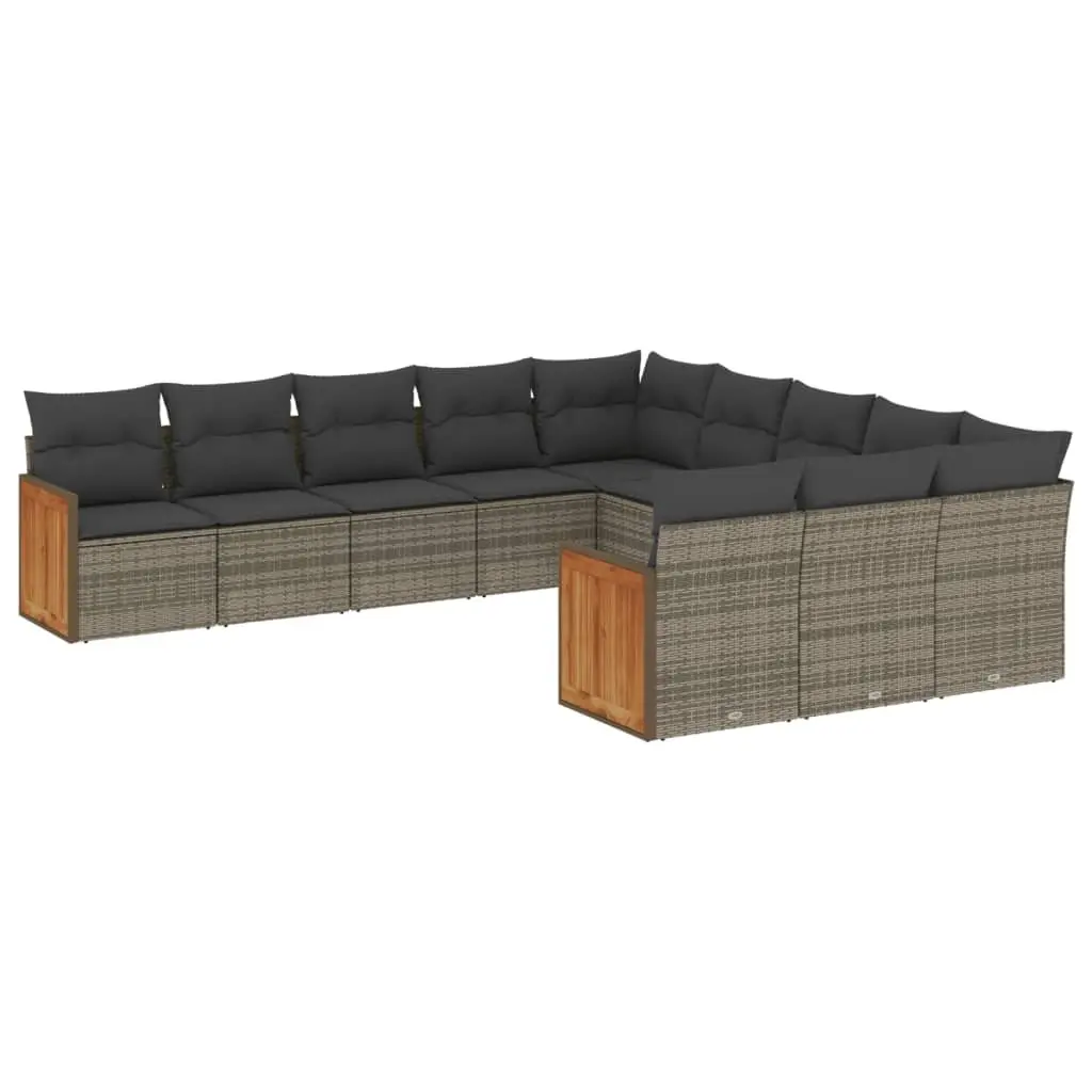 Garden Sofa Set Poly Rattan 11 Piece Outdoor Furniture Grey Modular