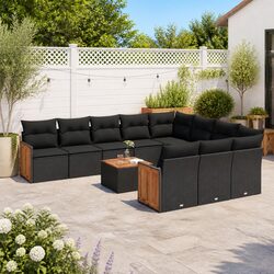 Practical 12-Piece Black Garden Sofa Set for Outdoor Living