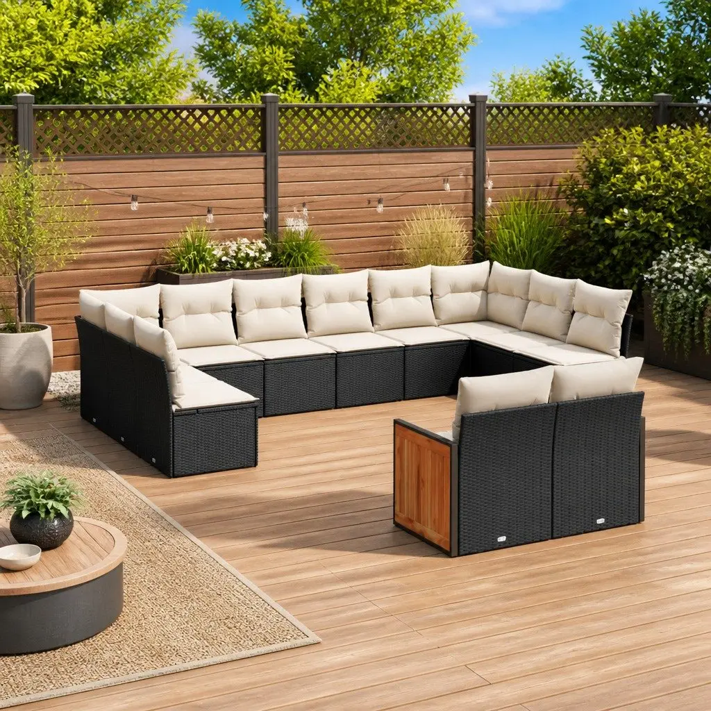 Garden Sofa Set 12 Piece Outdoor Furniture Modular Patio Seating with Cushions