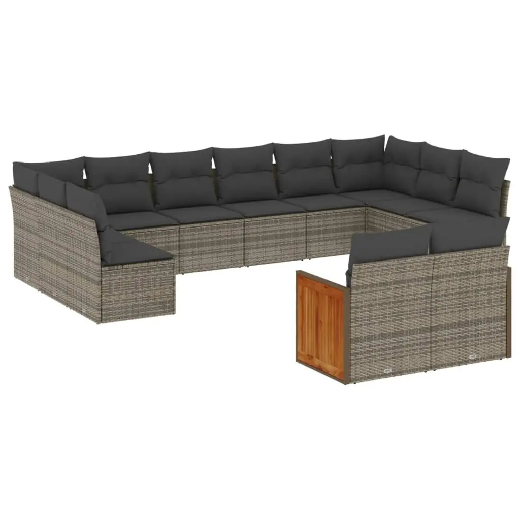 Garden Sofa Set PE Rattan Modular 12 Piece Outdoor Furniture with Cushions Grey
