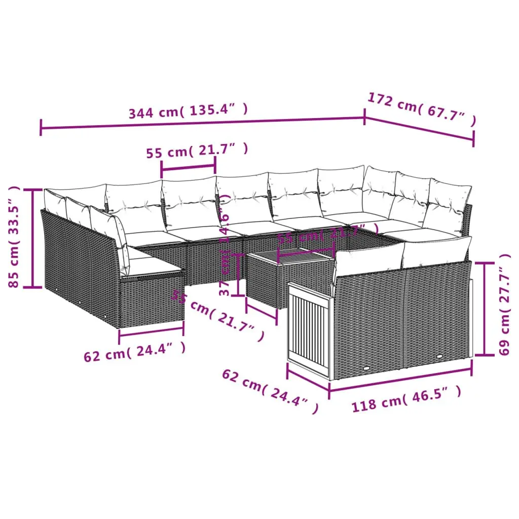 13 Piece Garden Sofa Set for Outdoor Spaces