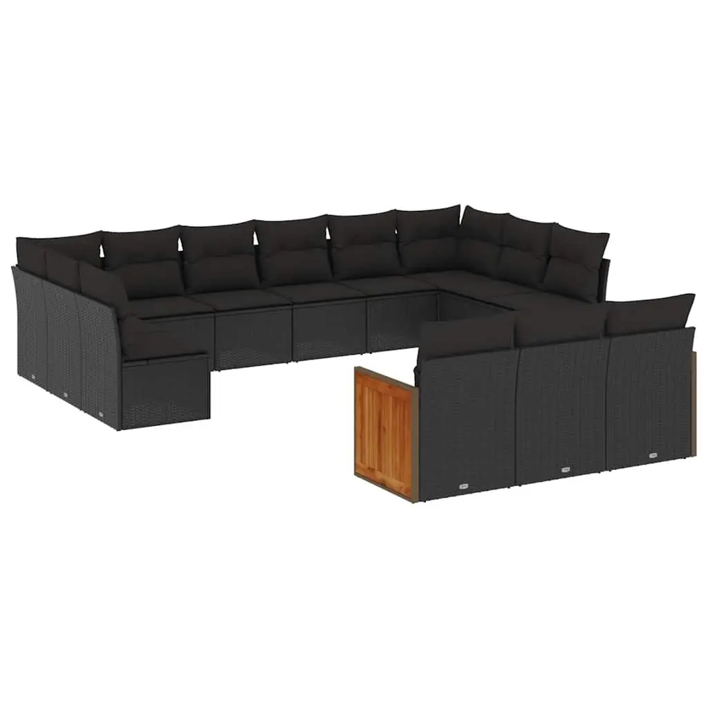 Garden Sofa Set Modular PE Rattan 13 Piece Outdoor Furniture Black