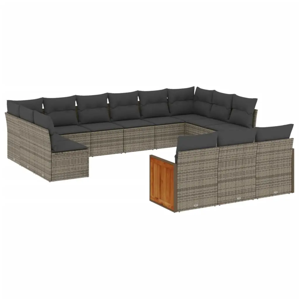 Garden Sofa Set 13 Piece Outdoor Furniture Grey Poly Rattan Patio Seating with