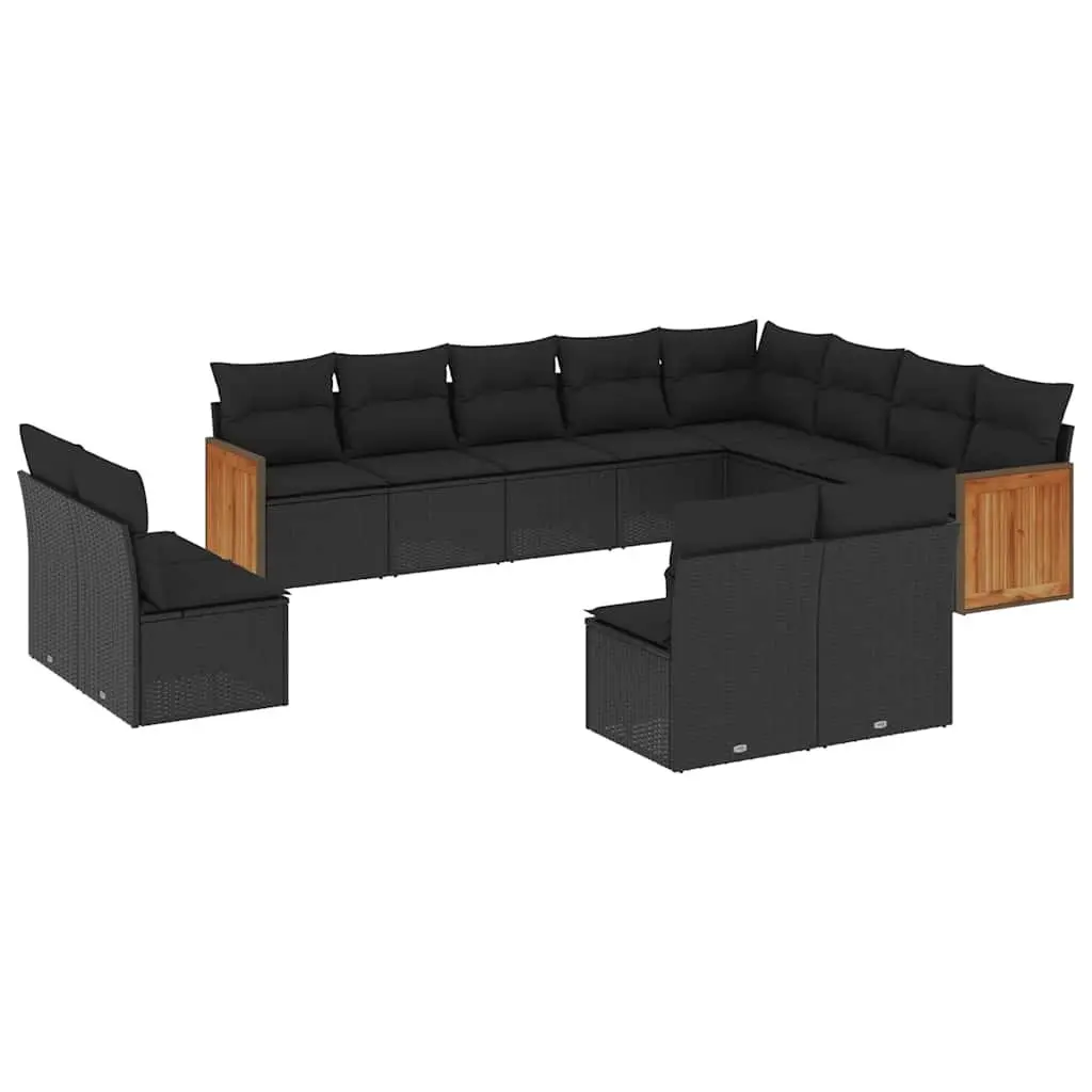 Garden Sofa Set PE Rattan 12 Piece Outdoor Furniture Modular Black