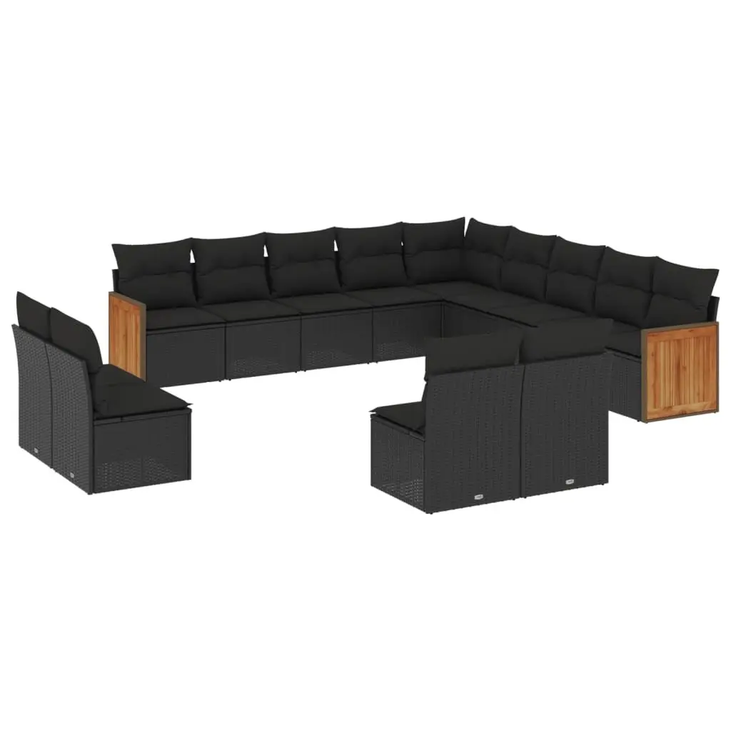 Garden Sofa Set Modular PE Rattan 13 Piece Outdoor Furniture Black