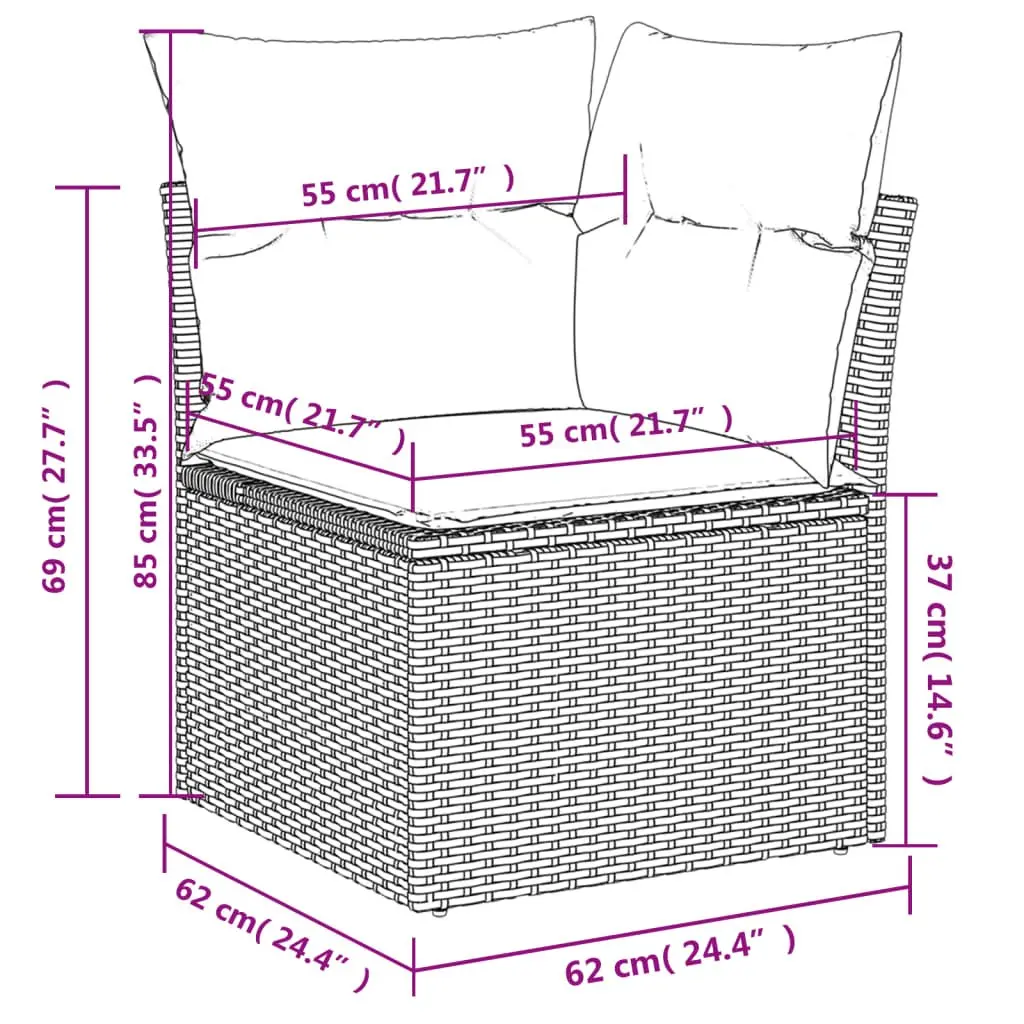 Garden Sofa Set Poly Rattan 11 Piece Outdoor Patio Furniture Beige