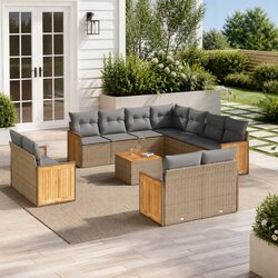 Modular 12 Piece Beige Garden Sofa Set for Your Patio