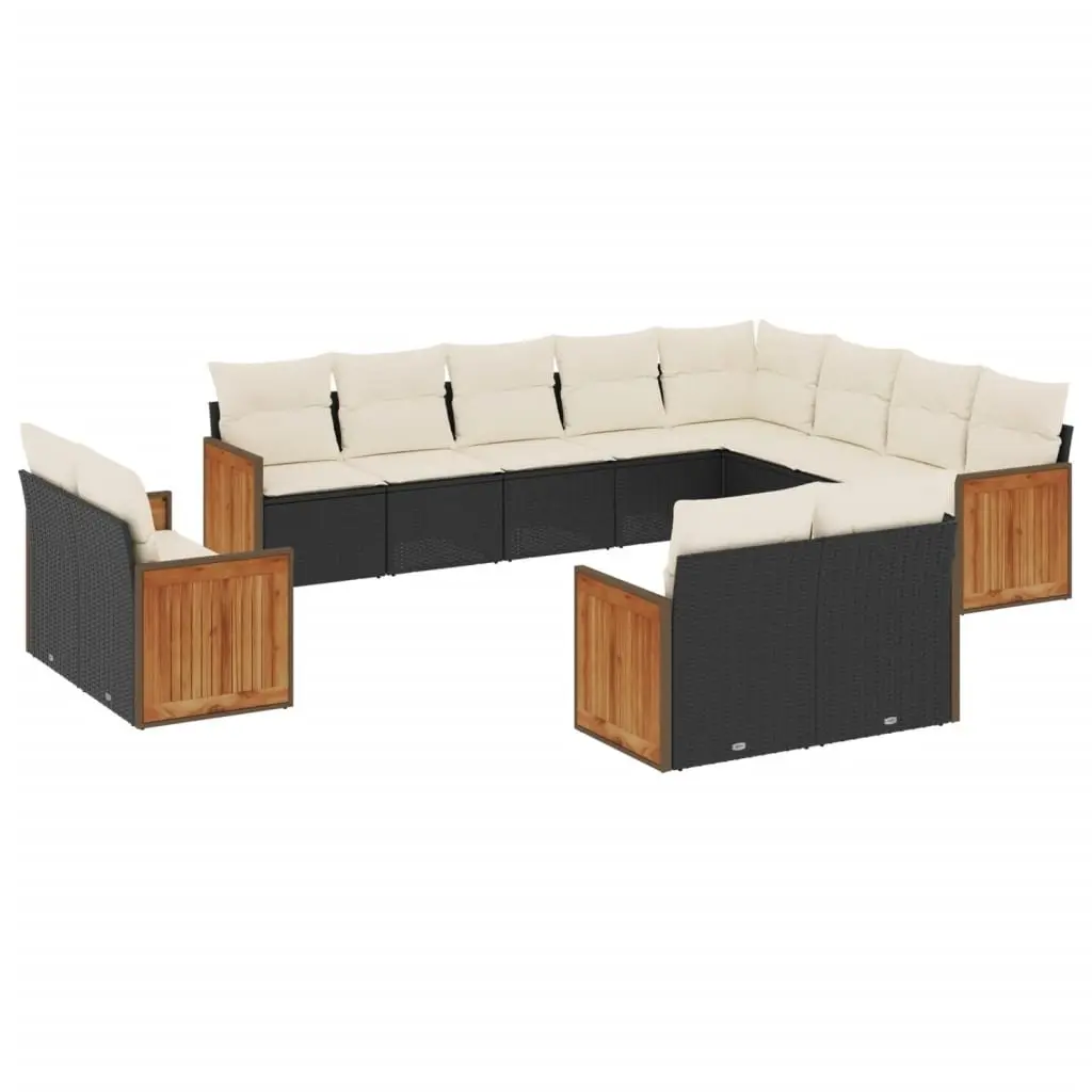Garden Sofa Set 12 Piece Outdoor Furniture Patio Seating Black with Cushions