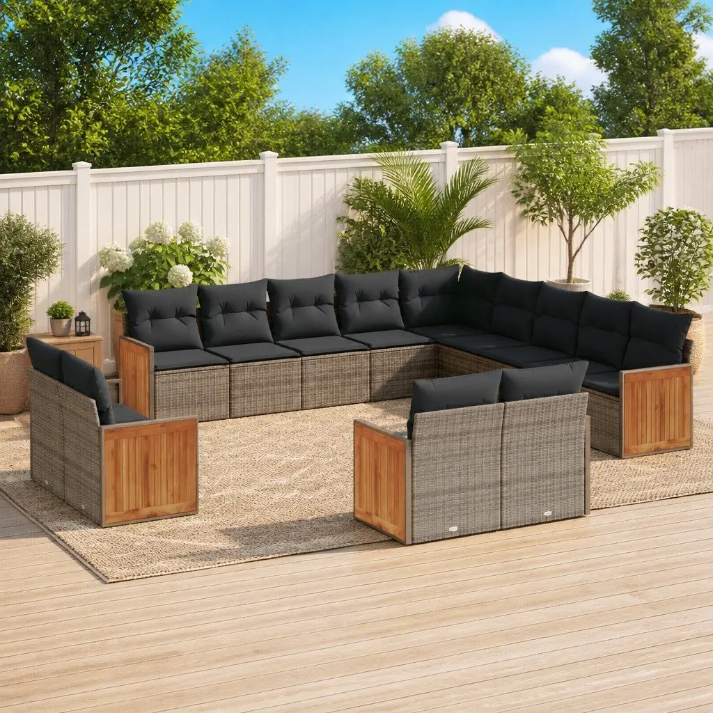 Garden Sofa Set 13 Piece Outdoor Furniture Patio Sectional Grey Modular with