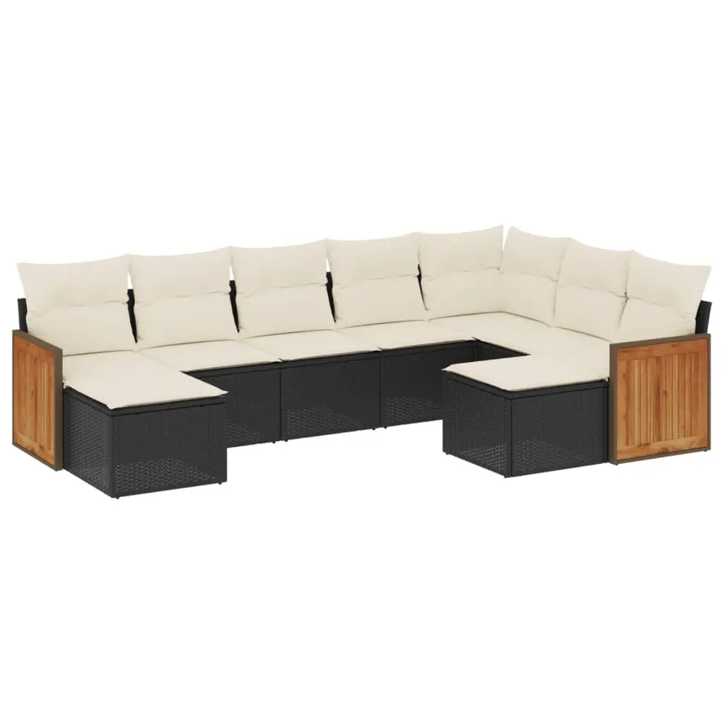 9 Piece Garden Sofa Set PE Rattan Modular Outdoor Patio Furniture Black with Cushions