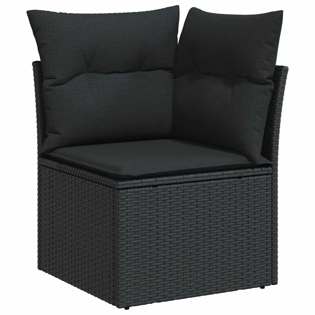 Garden Sofa Set 8 Piece Outdoor Furniture Black Poly Rattan with Cushions Patio