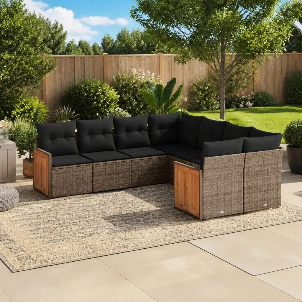 Garden Sofa Set 8 Piece Modular PE Rattan Outdoor Furniture Grey