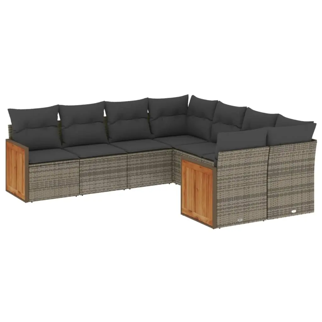 Garden Sofa Set 8 Piece Modular PE Rattan Outdoor Furniture Grey