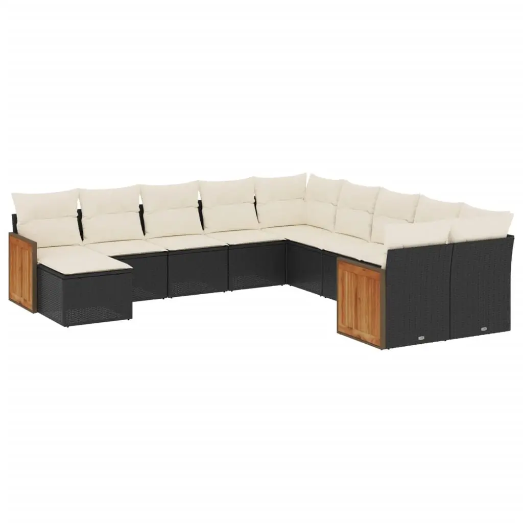 Modular PE Rattan Outdoor Garden Sofa Set 11 Piece Black