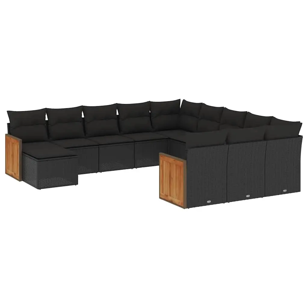 Garden Sofa Set 12 Piece Outdoor Furniture Black Poly Rattan Patio Lounge Suite