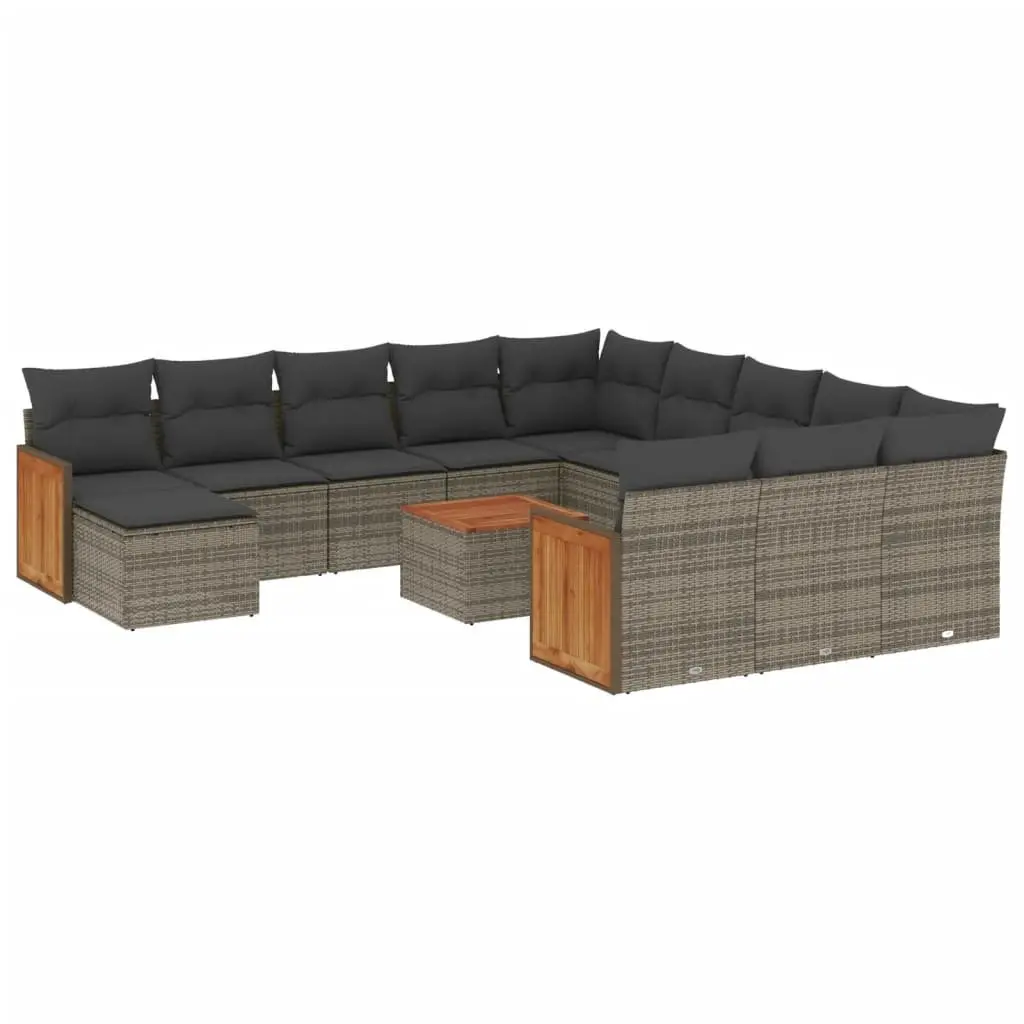 Outdoor Garden Sofa Set 13 Piece Grey Poly Rattan with Cushions Patio Furniture