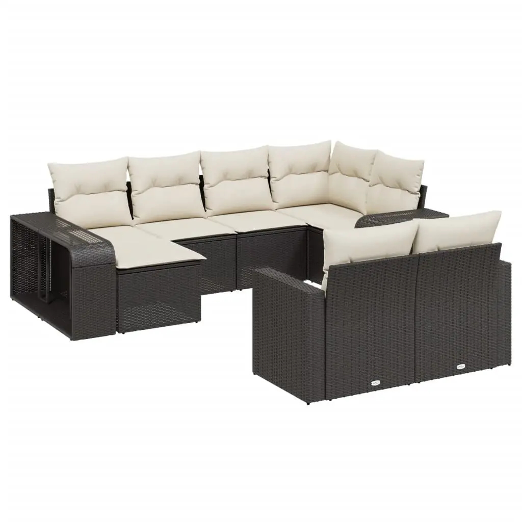 Garden Sofa Set 10 Piece Outdoor Furniture Patio Black Poly Rattan Modular