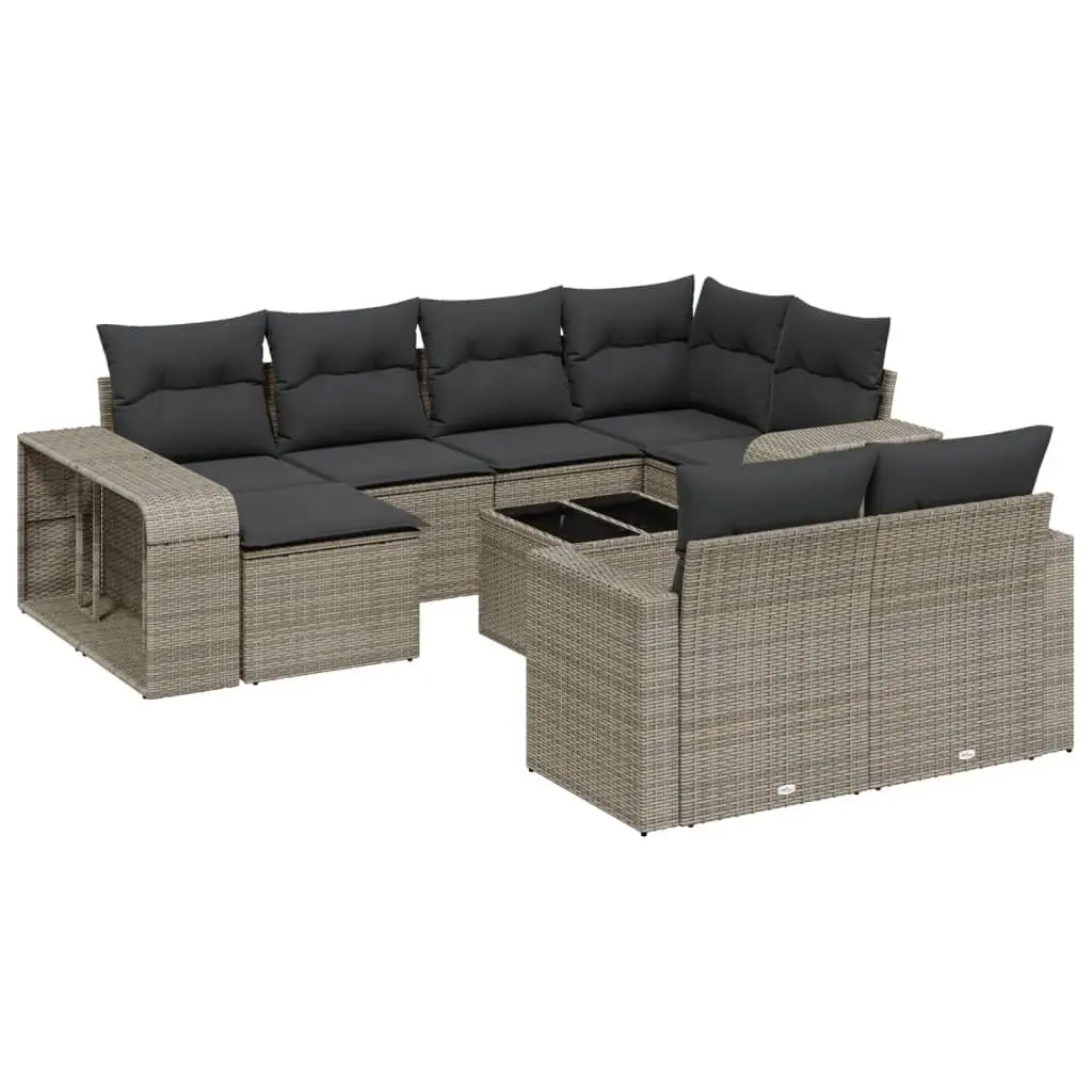Garden Sofa Set 11 Piece PE Poly Rattan Modular Outdoor Furniture Grey