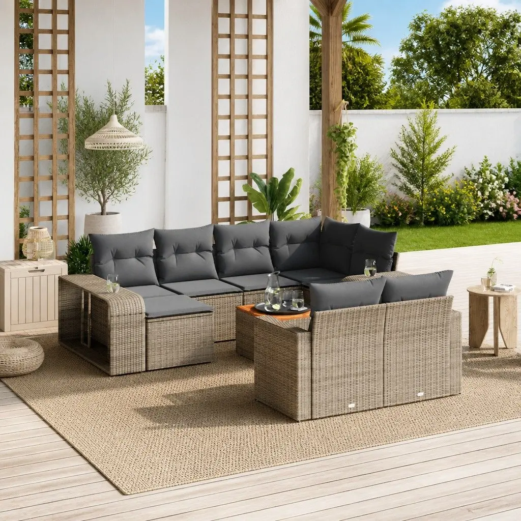 Garden Sofa Set 11 Piece Outdoor Furniture Patio Lounge Grey with Cushions