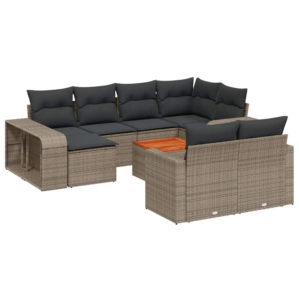 Garden Sofa Set 11 Piece Outdoor Furniture Patio Lounge Grey with Cushions