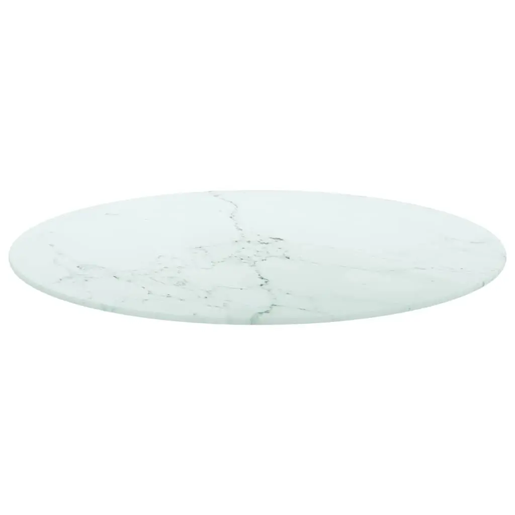 Tempered Glass Table Top White Marble Design Ø70cm Dining Coffee Table Accessory