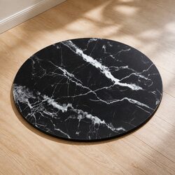 Practical Round Black Marble Tempered Glass Table Top for Home