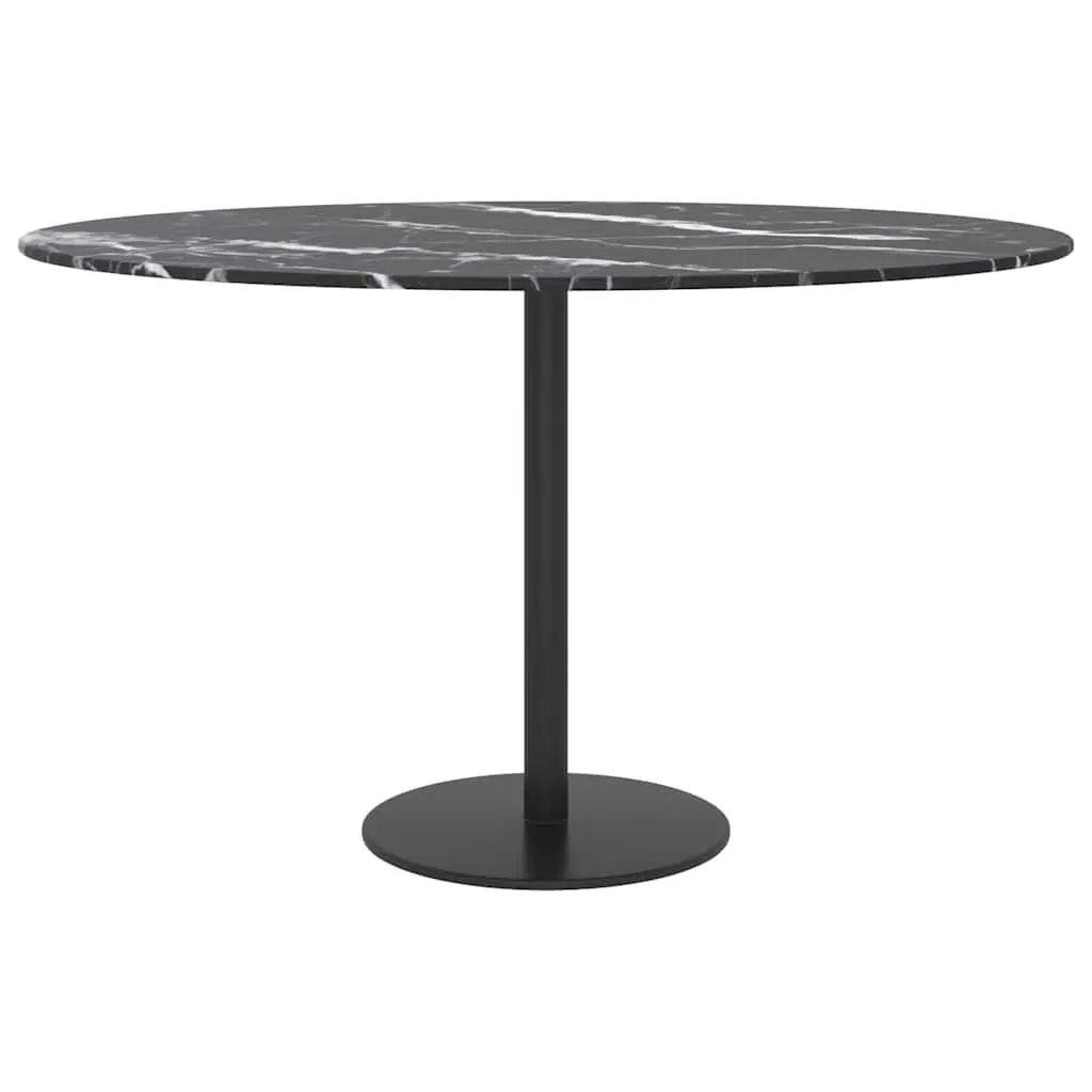 Tempered Glass Table Top Round Black Marble Design Ø70cm Dining Coffee Tabletop