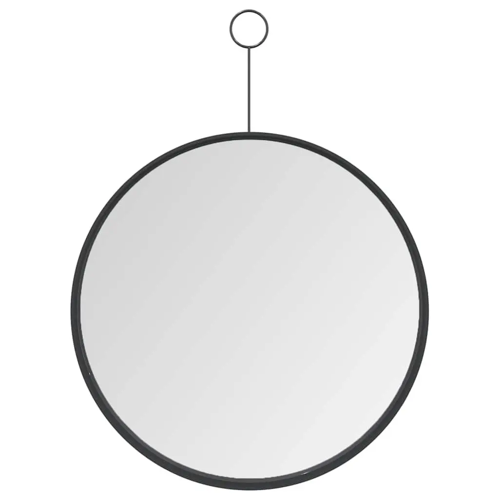 Round Wall Mirror Powder-Coated Steel 30 cm Black Modern Home Decor