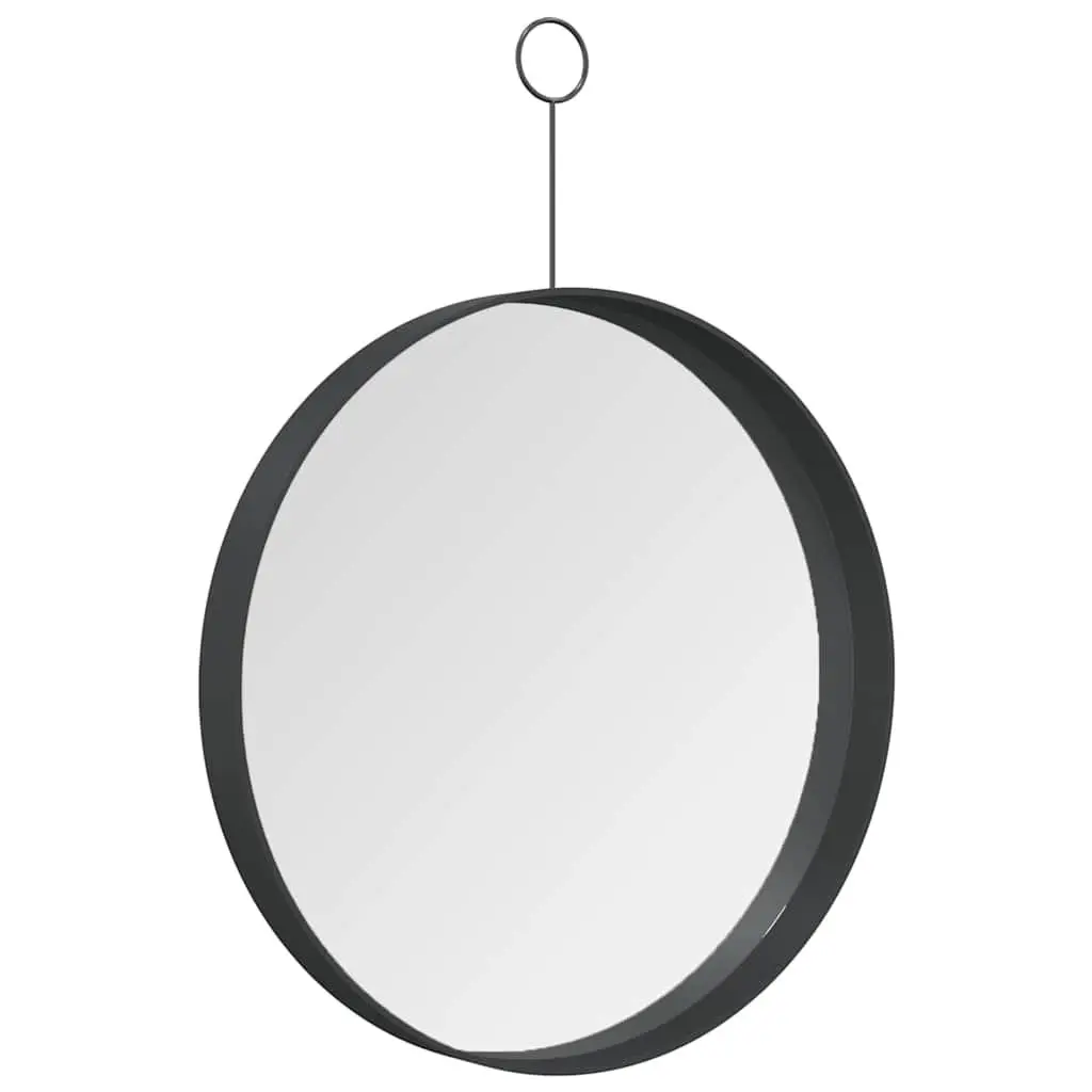Round Wall Mirror Powder-Coated Steel 30 cm Black Modern Home Decor