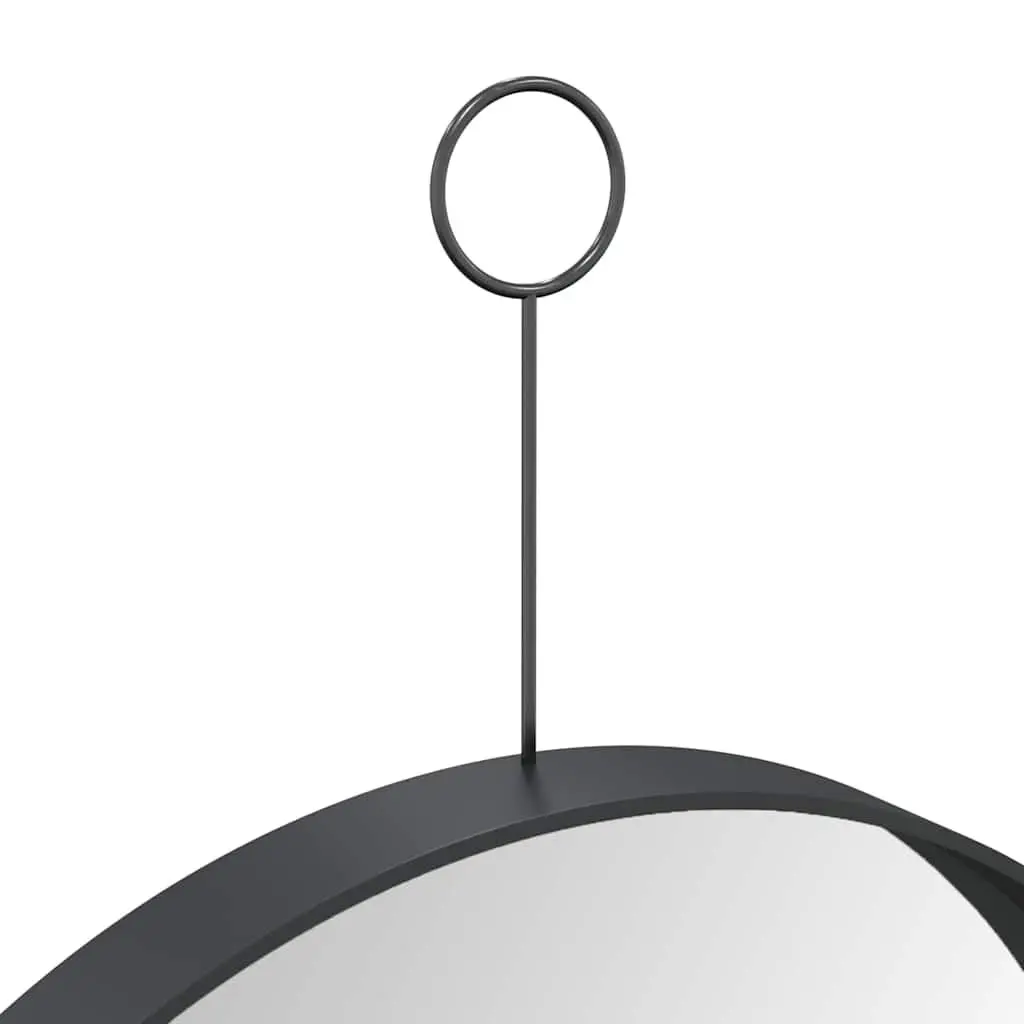 Round Wall Mirror Powder-Coated Steel 30 cm Black Modern Home Decor