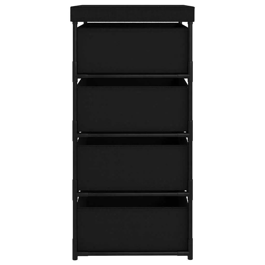 Storage Rack with 4 Fabric Baskets Steel Frame Organiser Black