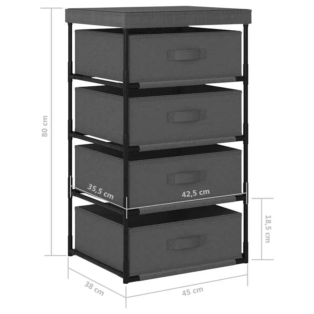 Grey Organiser Storage Rack with 4 Removable Baskets