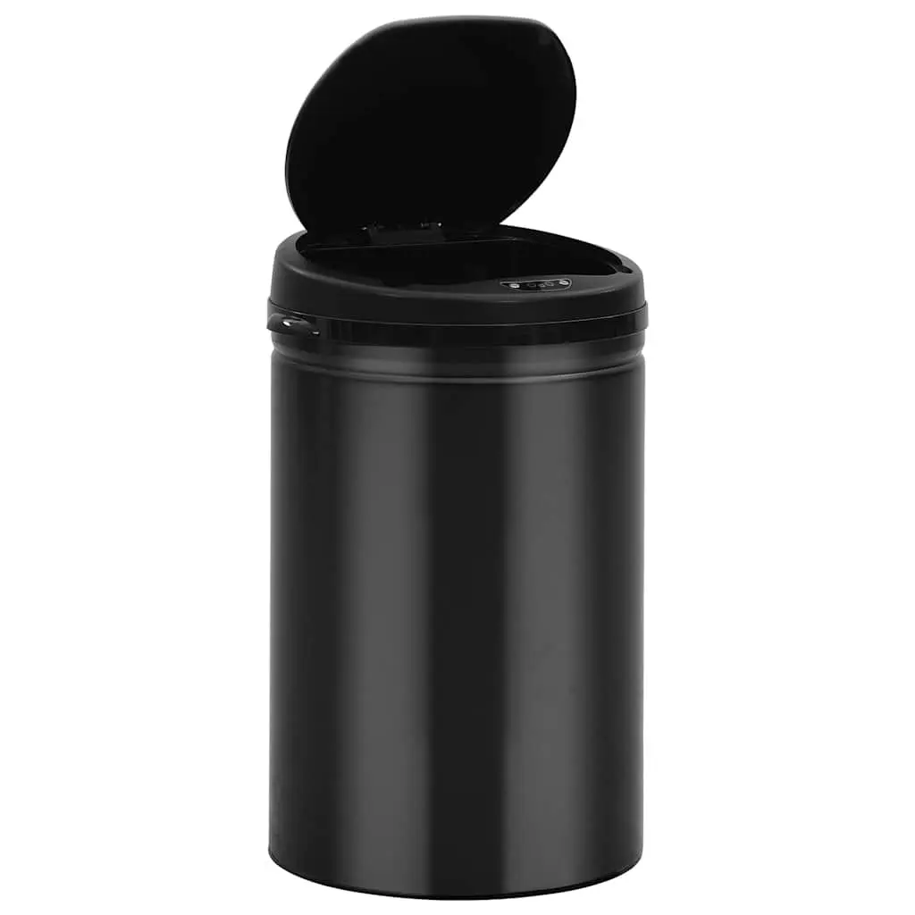 Automatic Sensor Trash Can Touch Free Waste Bin 30L Black Carbon Steel