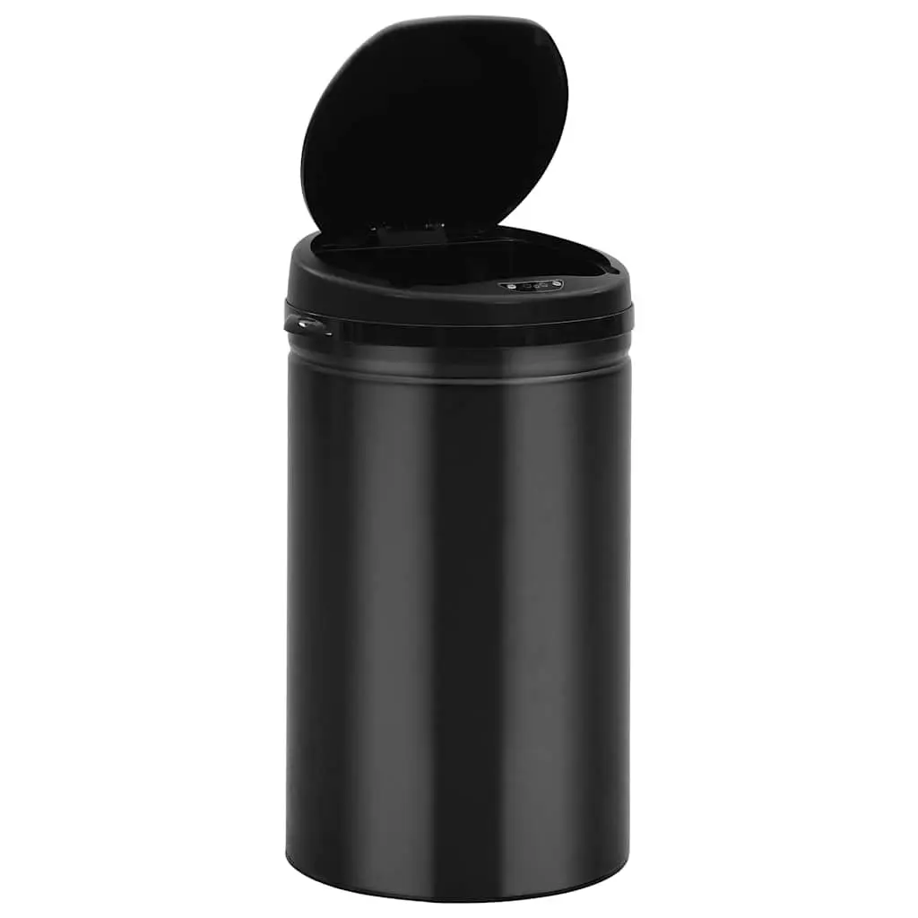 Automatic Sensor Dustbin Carbon Steel 40L Touch-Free Rubbish Can Black